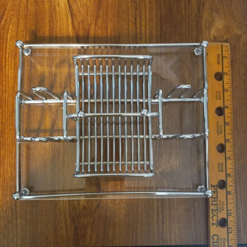 Vintage Makeup Organizer Vanity Tray Silver Tone